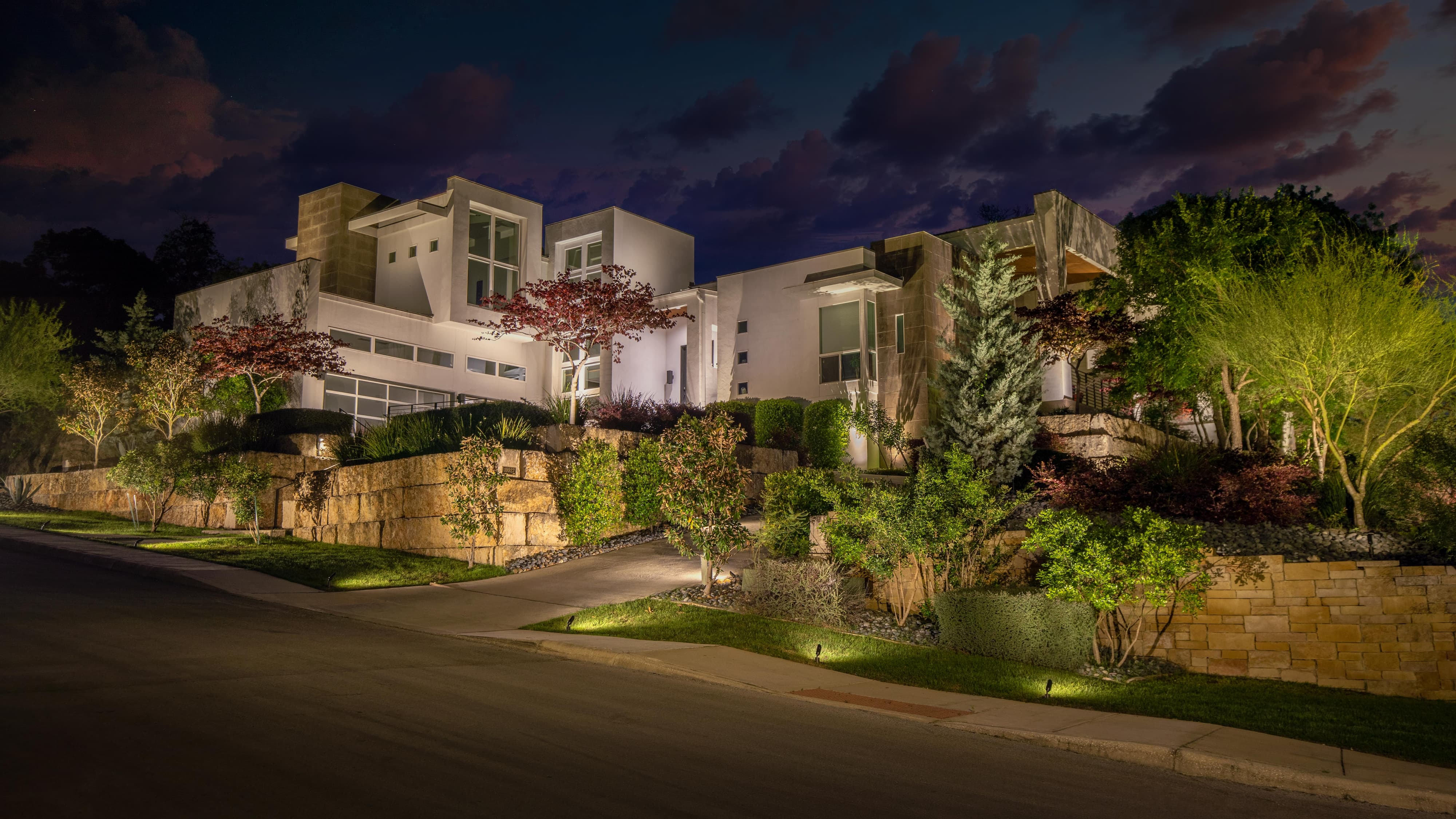 illuminated house